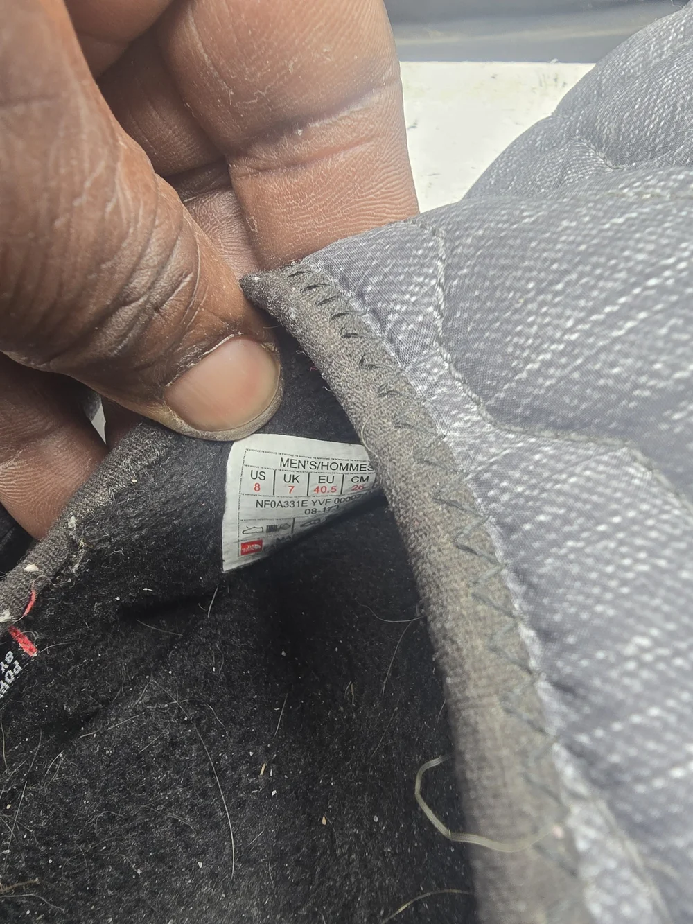 The North Face Gray Quilted Slip-On Slippers with Red Logo